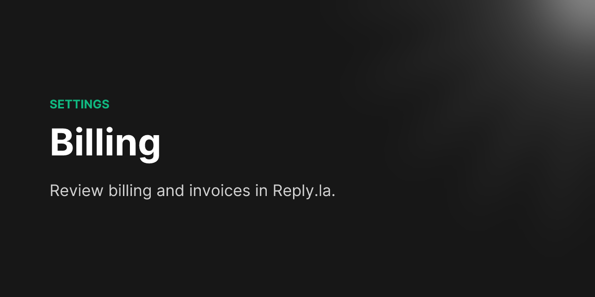 Docs - Billing