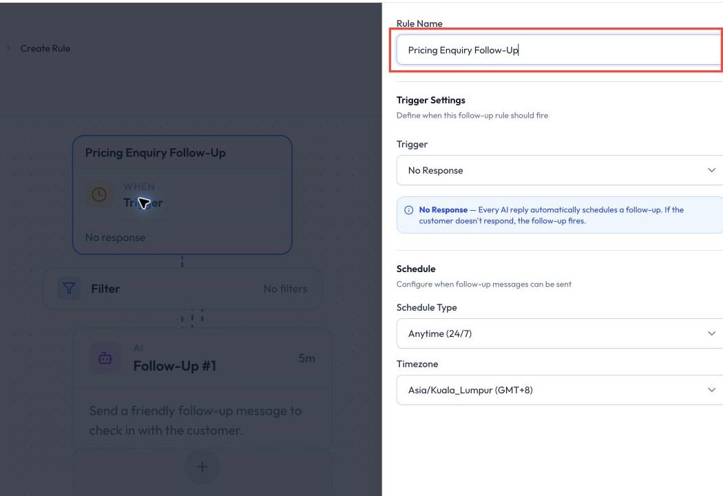 Rule name field in Trigger Settings
