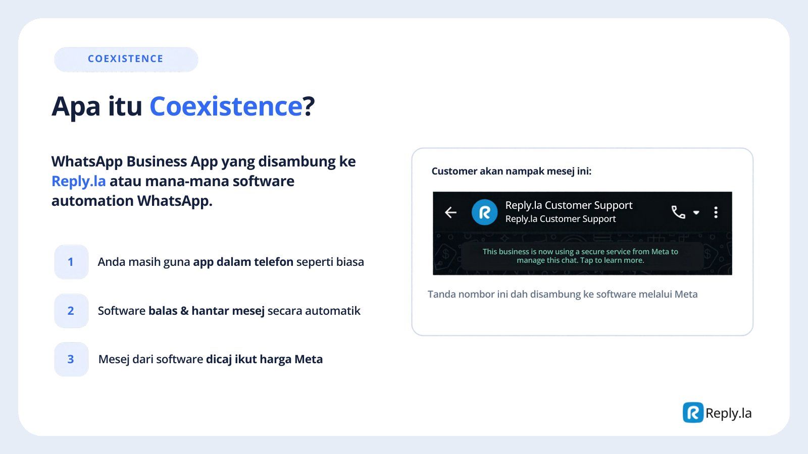 Apa itu Coexistence, dan notis yang customer nampak dalam chat