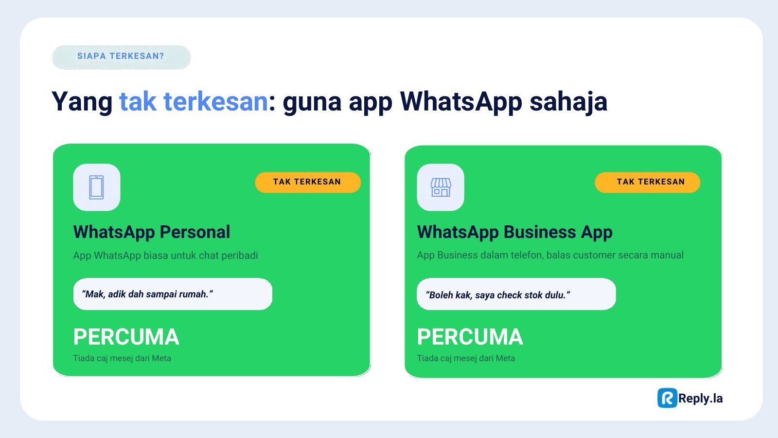 WhatsApp Personal dan WhatsApp Business App tak terkesan dan kekal percuma