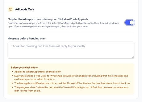 Ad Leads Only settings