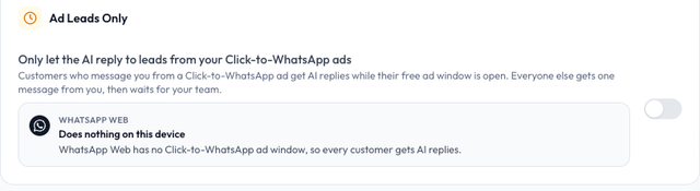 Ad Leads Only showing Does nothing on this device